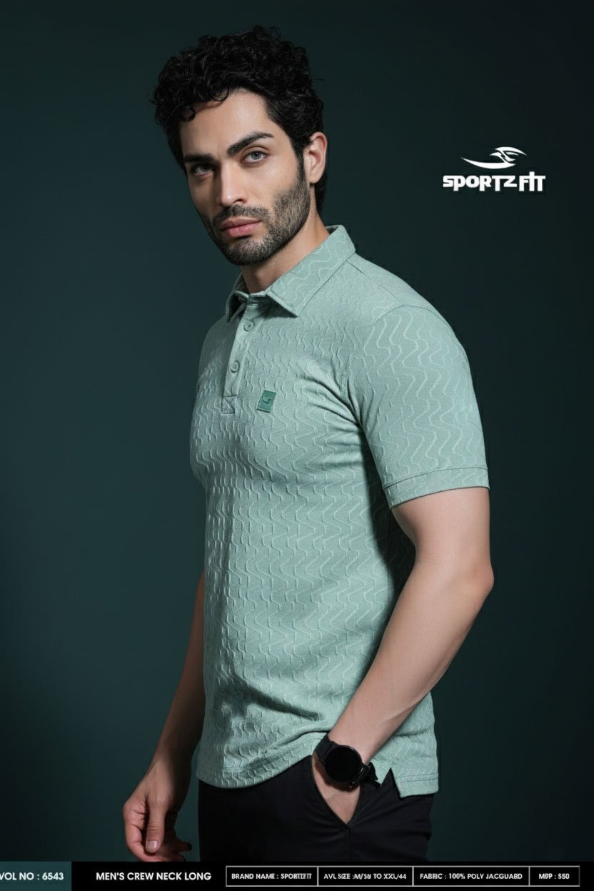 Men Collar Neck T-Shirt  | Mint Green  | XL |  SBT28